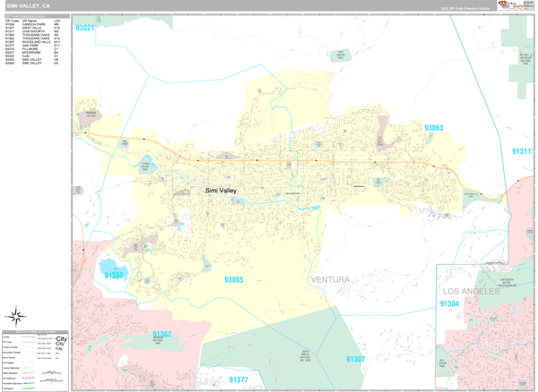 Simi Valley City Digital Map Premium Style